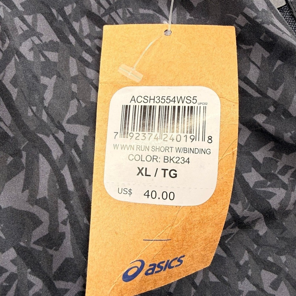 NWT Women's ASICS Athletic Black Patterned Woven Lined Running Shorts Size XL - Picture 4 of 12